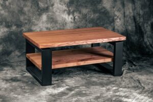 stolik kawowy z półką, stolik loftowy do salonu, stolik na wymiar, stolik kawowy z jesionu, dębowy, na zamówienie,
