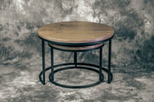 stoliki kawowe loftowe, stoliki kawowe okrągłe, nowoczesne, dębowe, metalowe, na wymiar,