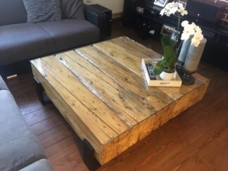 Stolik kawowy do salonu loft, na wymiar, producent, ława ze starego drewna, stolik ze starych belek, Poznań