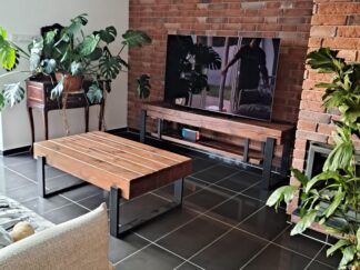 szafka stolik rtv drewniana loft industrialna na wymiar producent Poznań, stolik z drewnianych belek