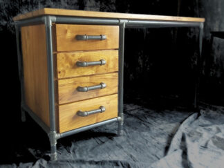 Biurko loftowe, z rur hydraulicznych, na wymiar, drewno akacja, rubinia akacjowa, Poznań