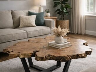 elegancki stolik kawowy, stolik z plastra drewna, stolik na wymiar,