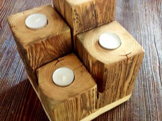 drewniane dekoracje świecznik