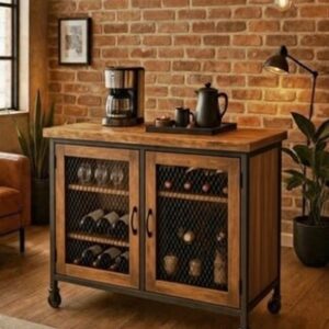 barek na alkohol loftowy, szafka mobilna na alkohol, wózek na alkohole,