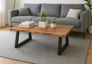 stolik kawowy na zamówienie, stolik dębowy na metalowych nogach, stolik kawowy Poznań, stolik do salonu,