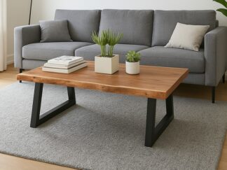 stolik kawowy na zamówienie, stolik dębowy na metalowych nogach, stolik kawowy Poznań, stolik do salonu,