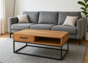 stolik na wymiar, stolik kawowy z szufladą i półką