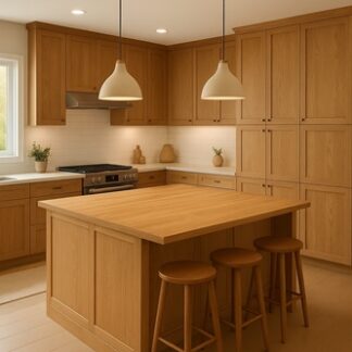 duża drewniana wyspa kuchenna, meble kuchenne, producent, Poznań,