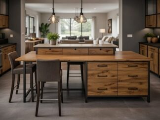 duża luksusowa wyspa kuchenna, wyspa drewniana, na wymiar, poznań