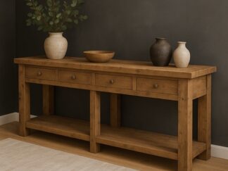 drewniana konsola z szufladami, na wymiar, producent mebli, Poznań,