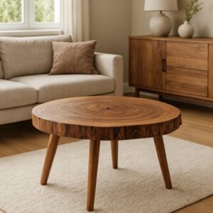 stolik kawowy z plastra drewna