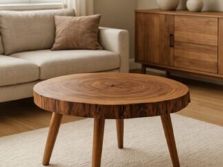 stolik kawowy z plastra drewna