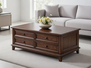 stoik kawowy z 4 szufladami, stolik dębowy luksusowy,