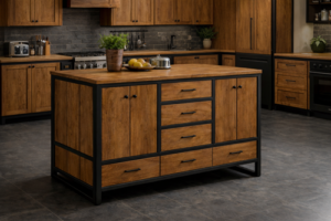 nowoczesna wyspa kuchenna, wyspa kuchenna metalowy stelaż,