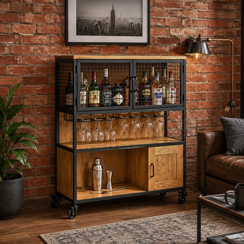 barek na alkohol, do salonu, barek na kółkach, metalowy, drewniany, na wymiar