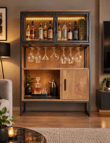 barek na alkohol orzech włoski dąb metal